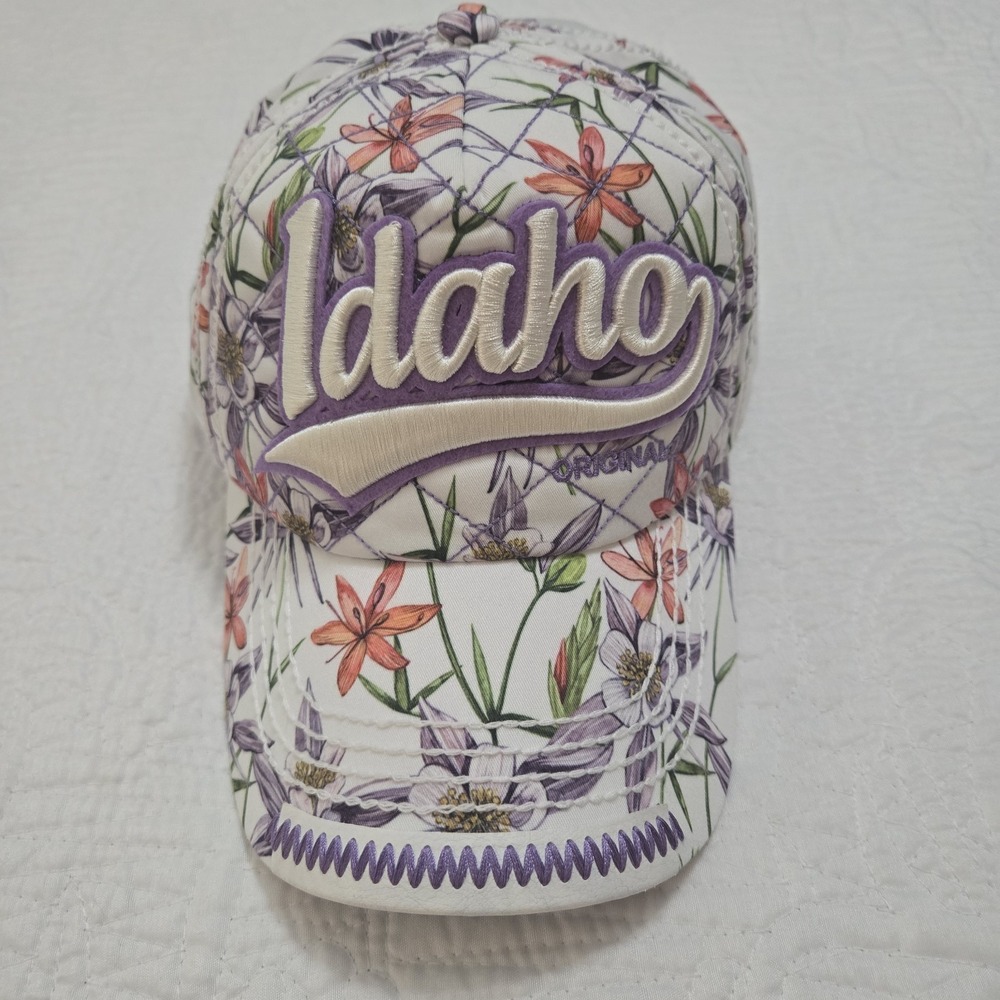 Robin Ruth 'Idaho' Floral Embroidered Snapback Hat Ball Cap‎ Lavender Orange Adj